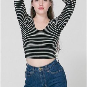 American apparel striped tight cropped top